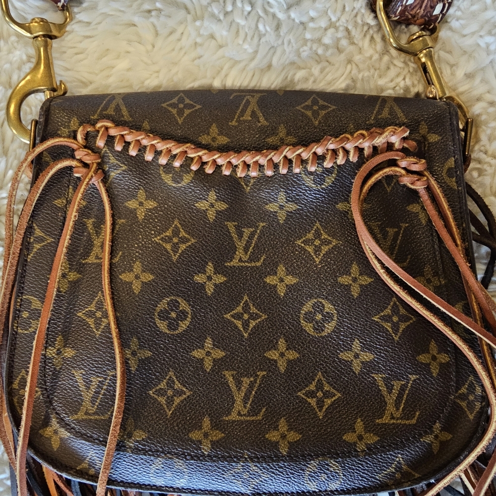 Upcycled Louis Vuitton Monogram Multi-Brown Fringe Crossbody Bag - Picture 3 of 12
